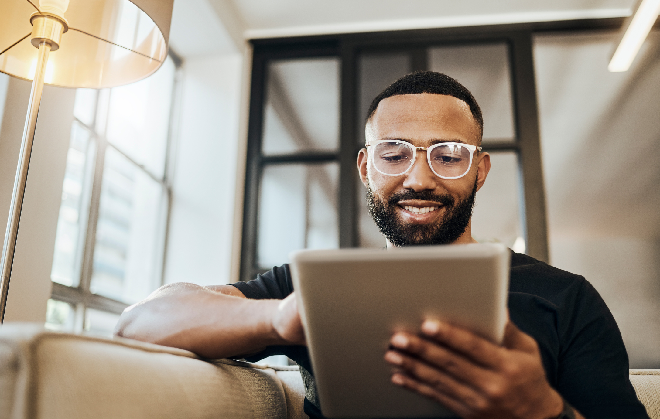 Adult man on laptop